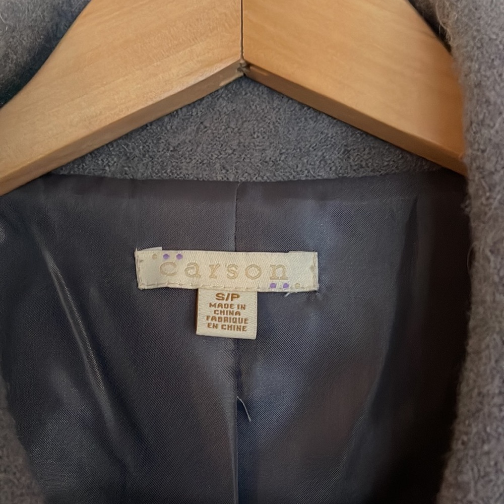 Carson Gray Button Trimmed Boiled Wool Coat - Picture 3 of 7